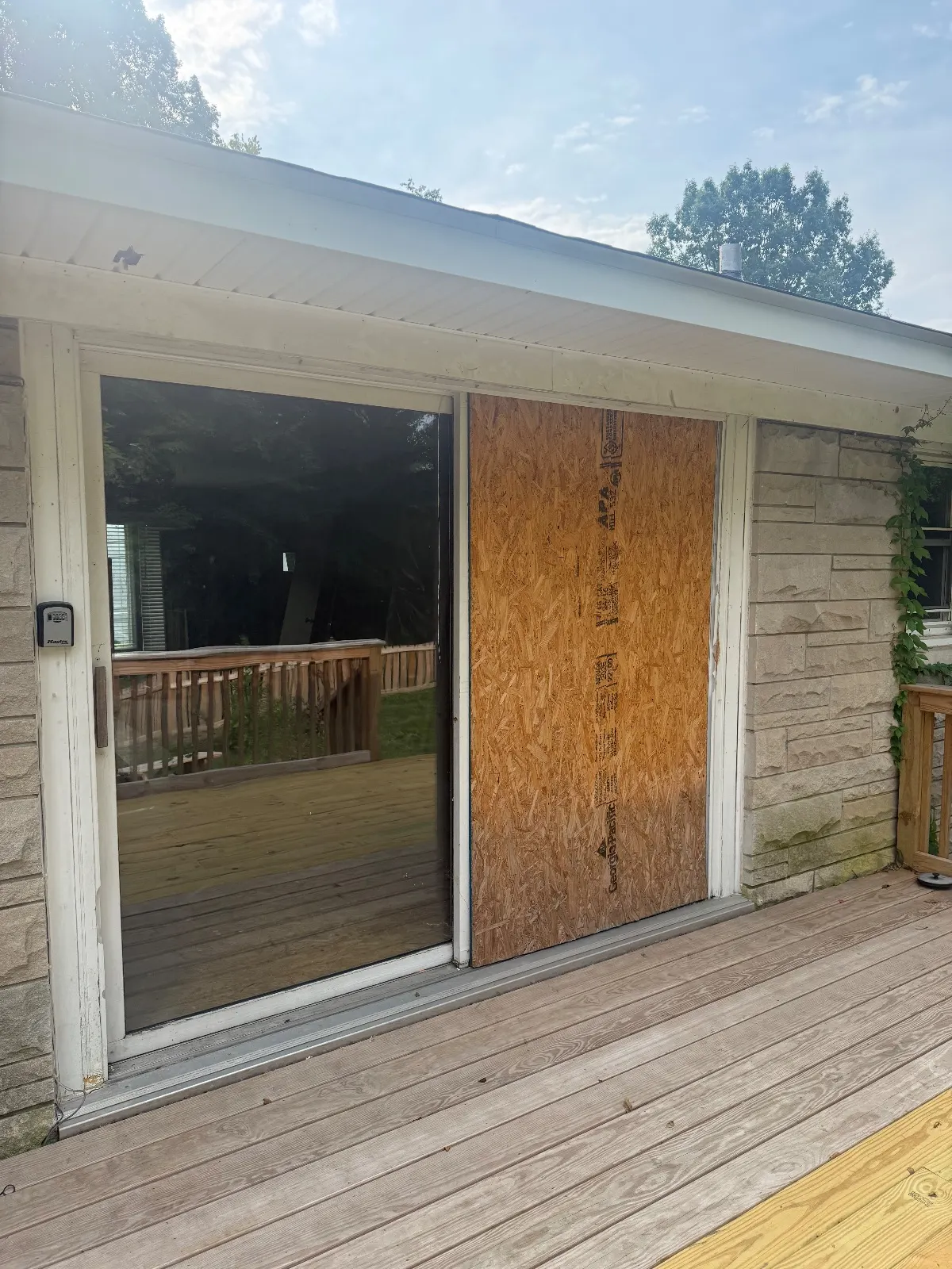 3 panel sliding door job — before